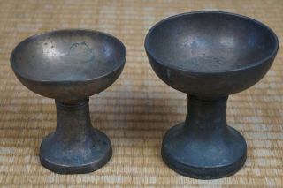 Antique Japan Buddhist temple offering vase 1800s bronze tools instrument 2