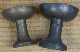 Antique Japan Buddhist temple offering vase 1800s bronze tools instrument 6