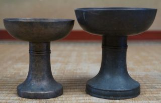 Antique Japan Buddhist temple offering vase 1800s bronze tools instrument 7
