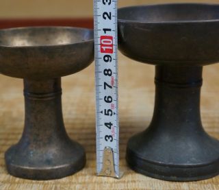 Antique Japan Buddhist temple offering vase 1800s bronze tools instrument 8