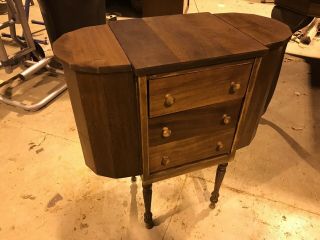Antique Martha Washington Sewing 3 Drawers 2 Sides Sections Stand Cabinet Table