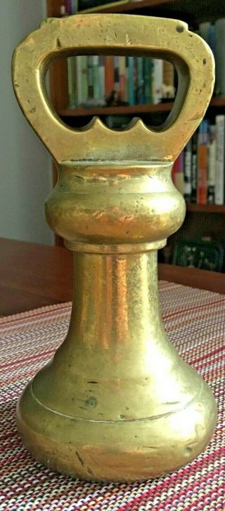 Antique English Brass Bell Weight,  Marked,  7lb