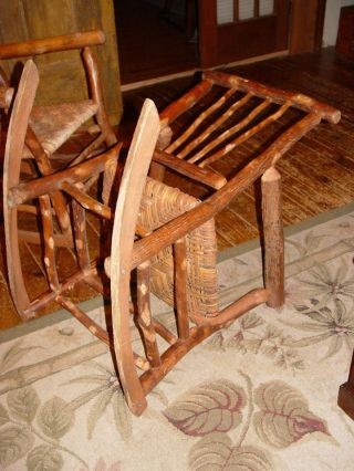 Signed 2 Old Hickory rockers,  orig w/ old red paint Martinsville IN 7