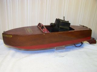 Vintage Jacrim 1920s Wooden Boat,  Flying Yankee - Wind Up