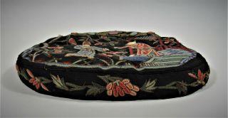Antique Chinese Embroidered Silk Purse w Semi Precious Stones Late Qing 3
