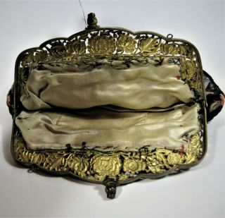 Antique Chinese Embroidered Silk Purse w Semi Precious Stones Late Qing 7