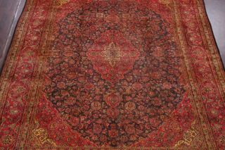 ANTIQUE 9x12 Traditional Floral Oriental Area RUG Hand - Knotted Navy Blue RUBY 3