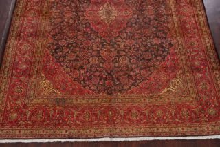 ANTIQUE 9x12 Traditional Floral Oriental Area RUG Hand - Knotted Navy Blue RUBY 4