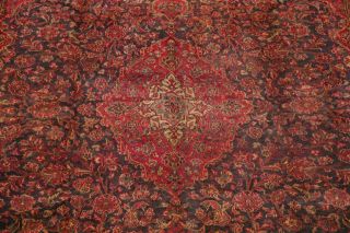 ANTIQUE 9x12 Traditional Floral Oriental Area RUG Hand - Knotted Navy Blue RUBY 6