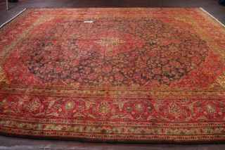 ANTIQUE 9x12 Traditional Floral Oriental Area RUG Hand - Knotted Navy Blue RUBY 7