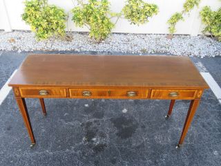 Mahogany Inlay Vintage Library Vanity Console Table Server 9672