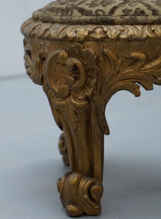 RARE EARLY 19TH CENTURY ITALIAN GILTWOOD STOOLS HAND CARVED SOLID TIMBER 5