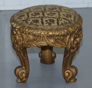 RARE EARLY 19TH CENTURY ITALIAN GILTWOOD STOOLS HAND CARVED SOLID TIMBER 9
