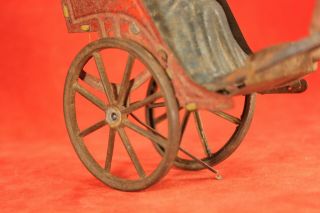 Antique German Lehmann MIKADO FAMILY Tin Pull Toy Asian Man w Cart & Rider 6