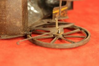 Antique German Lehmann MIKADO FAMILY Tin Pull Toy Asian Man w Cart & Rider 8