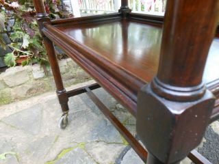 Well Made Older Two Tier Mahogany Tea Cart Trolley Rolling Bar Table F/England 11