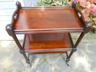 Well Made Older Two Tier Mahogany Tea Cart Trolley Rolling Bar Table F/England 2