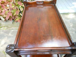 Well Made Older Two Tier Mahogany Tea Cart Trolley Rolling Bar Table F/England 6