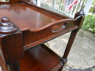 Well Made Older Two Tier Mahogany Tea Cart Trolley Rolling Bar Table F/England 9