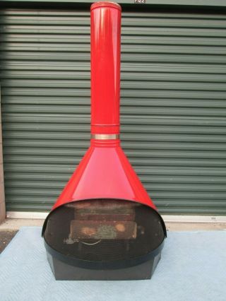 Mid Century Modern Bright Red Preway Cone Fireplace W/ Gas Logs Pls Read Details