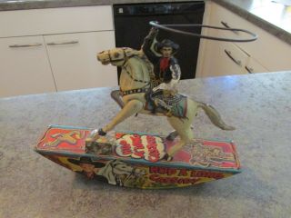 Vintage 1950s Hopalong Cassidy Marx Key Wind Lasso Range Rider Tin Toy