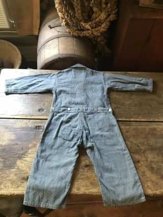 RARE Old Vintage Blue Denim Child’s Workwear Playsuit Calico Patch Textile AAFA 10