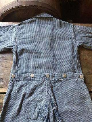 RARE Old Vintage Blue Denim Child’s Workwear Playsuit Calico Patch Textile AAFA 11