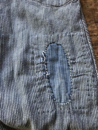 RARE Old Vintage Blue Denim Child’s Workwear Playsuit Calico Patch Textile AAFA 5