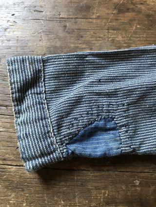 RARE Old Vintage Blue Denim Child’s Workwear Playsuit Calico Patch Textile AAFA 7