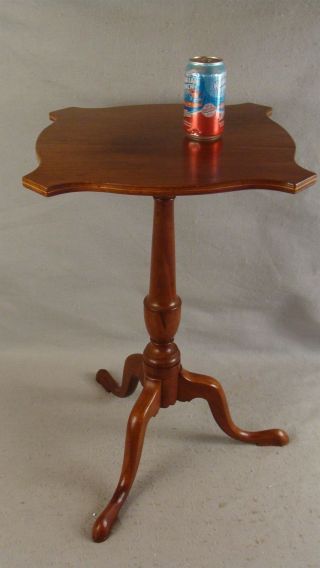 Antique 18c Queen Anne Inlaid Mahogany Pad Foot Candlestand