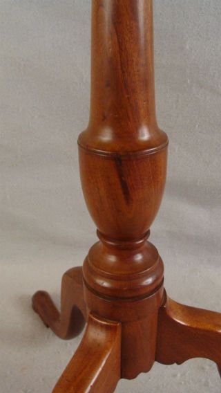 Antique 18C Queen Anne Inlaid Mahogany Pad Foot Candlestand 3