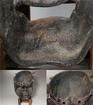 IO09 Japanese old Iron Hannya mask (female demon ' s) Noh Kagura ornament 11