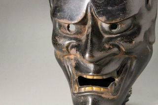 IO09 Japanese old Iron Hannya mask (female demon ' s) Noh Kagura ornament 12