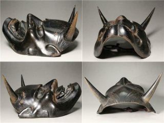 IO09 Japanese old Iron Hannya mask (female demon ' s) Noh Kagura ornament 6