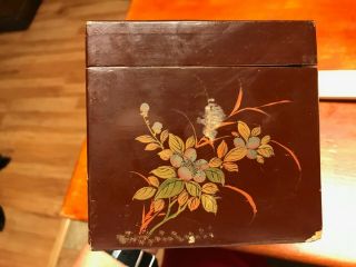 Old Vintage Wing Shun & Co.  Chinese Wooden Lacquered Tea Box Yin & Yang Latch 3