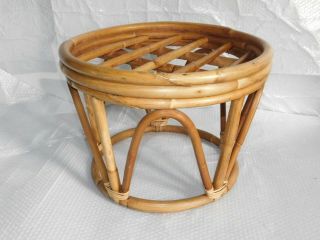 Vintage Mid Century Modern Bentwood Stool Hassock End Table Plant Stand Bamboo