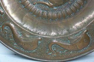HUGE ARTS & CRAFTS COPPER CHARGER WITH FISH DESIGN - NEWLYN COPPER INTEREST RARE 5