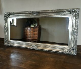 Large Statement Antique Silver French Floor Dress Chic Leaner Wall Mirror 6ft 2