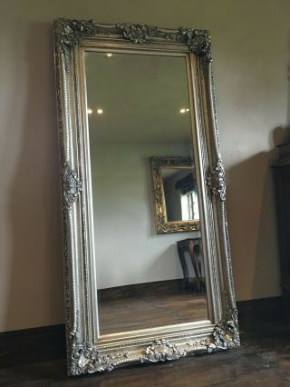 Large Statement Antique Silver French Floor Dress Chic Leaner Wall Mirror 6ft 3