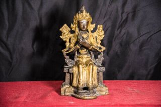 11 " Buddha Maitreya Bronze Gilt Statue 7 Lbs.  3 Oz.