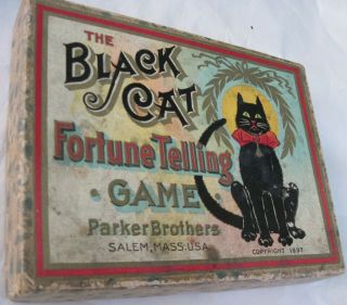 1897 PARKER Bros BLACK CAT Fortune Telling Card Game Salem Mass halloween witch 8