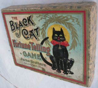 1897 PARKER Bros BLACK CAT Fortune Telling Card Game Salem Mass halloween witch 9