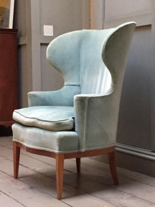 Edward Wormley For Dunbar Wingback Pale Blue Chair