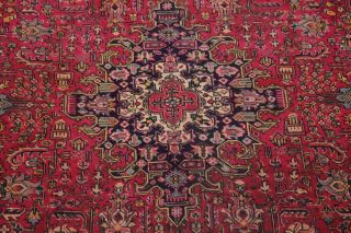 Antique Geometric RED Evenly WORN Oriental Area Rug Tribal Hand - made Wool 8x11 5