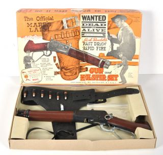 Vtg RARE Marx Wanted Dead or Alive Mares Laig Toy Gun Rifle Steve McQueen & Box 11