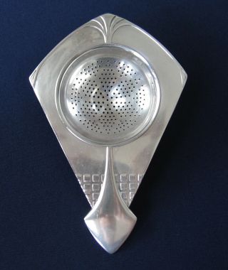 Silver - Plated Geometric Art Nouveau Tea Strainer Wmf Ca.  1905 Pattern Number 134