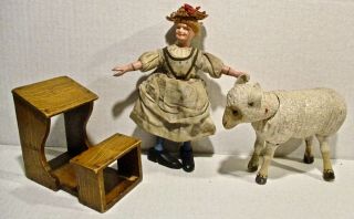 Antique Schoenhut Mary Had A Little Lamb - Mary,  Lamb,  School Desk