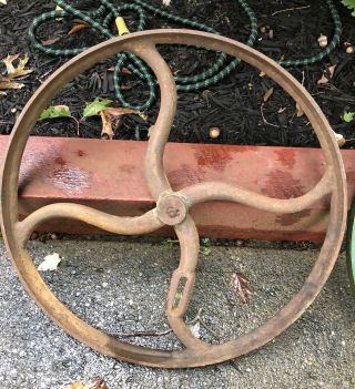 Vintage Cast Iron 25 " Hand Wheel.  Salvage Industrial Steampunk Farm Art