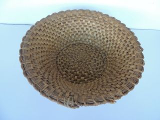 Vintage primitive Rye straw basket dough Folk Art farm Cottage 12 