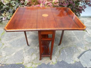 Solid Mahogany With Inlay Double Drop Leaf Gate Leg Tea Table From England